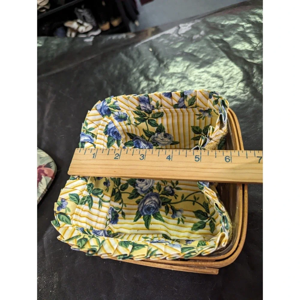 Longaberger 1993 small‎ berry basket 11304 lining plastic Heart of design lid